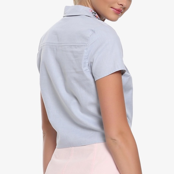 Riverdale Betty Embroidered Tie Front Crop Top - Picture 2 of 5